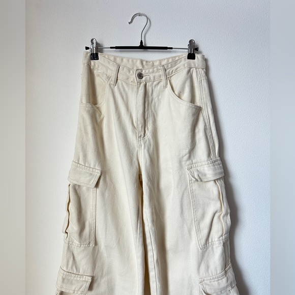 High Waisted White Cargo Jeans - Picture 2 of 5